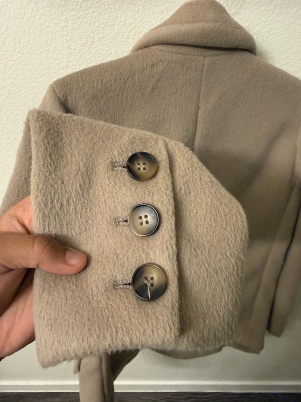 Free People Double-Breasted Beige/Tan Pea Coat - Picture 7 of 7